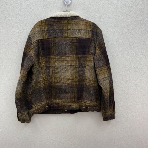 Levis Plaid Type III Sherpa Lined Trucker Snap Button Jacket Mens size Large - Picture 7 of 9